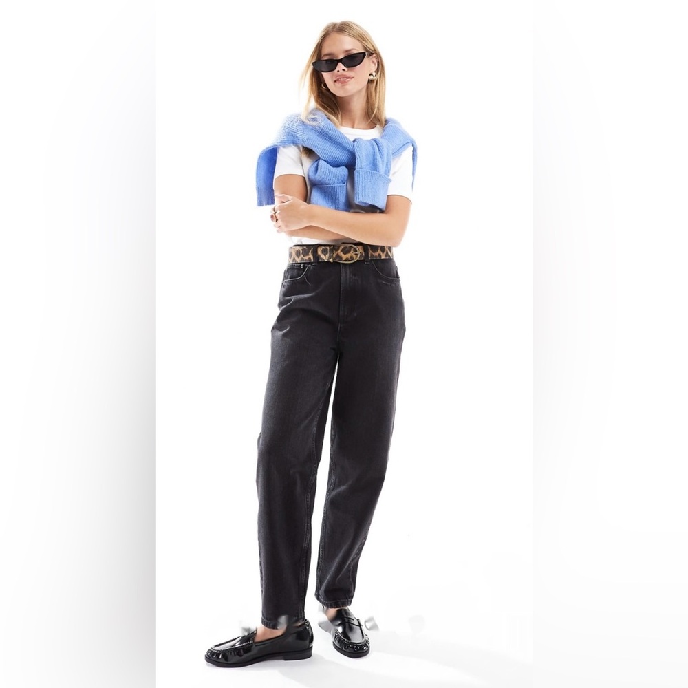 NEW ASOS Design Petite High Rise Original Mom Jeans‎ Black 28x28